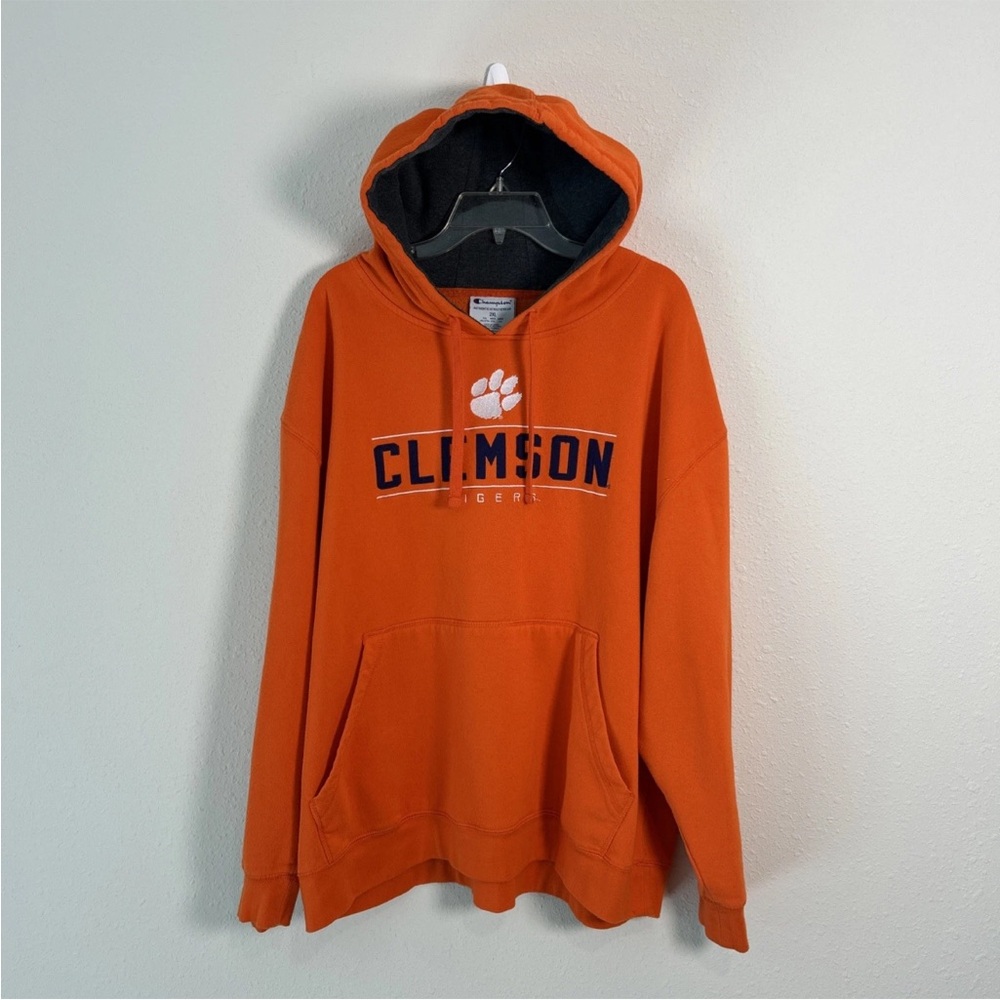 Champion Clemson Tigers Embroidered Hoodie Sweatshirt Fleece Men’s Size 2XL - Picture 5 of 13